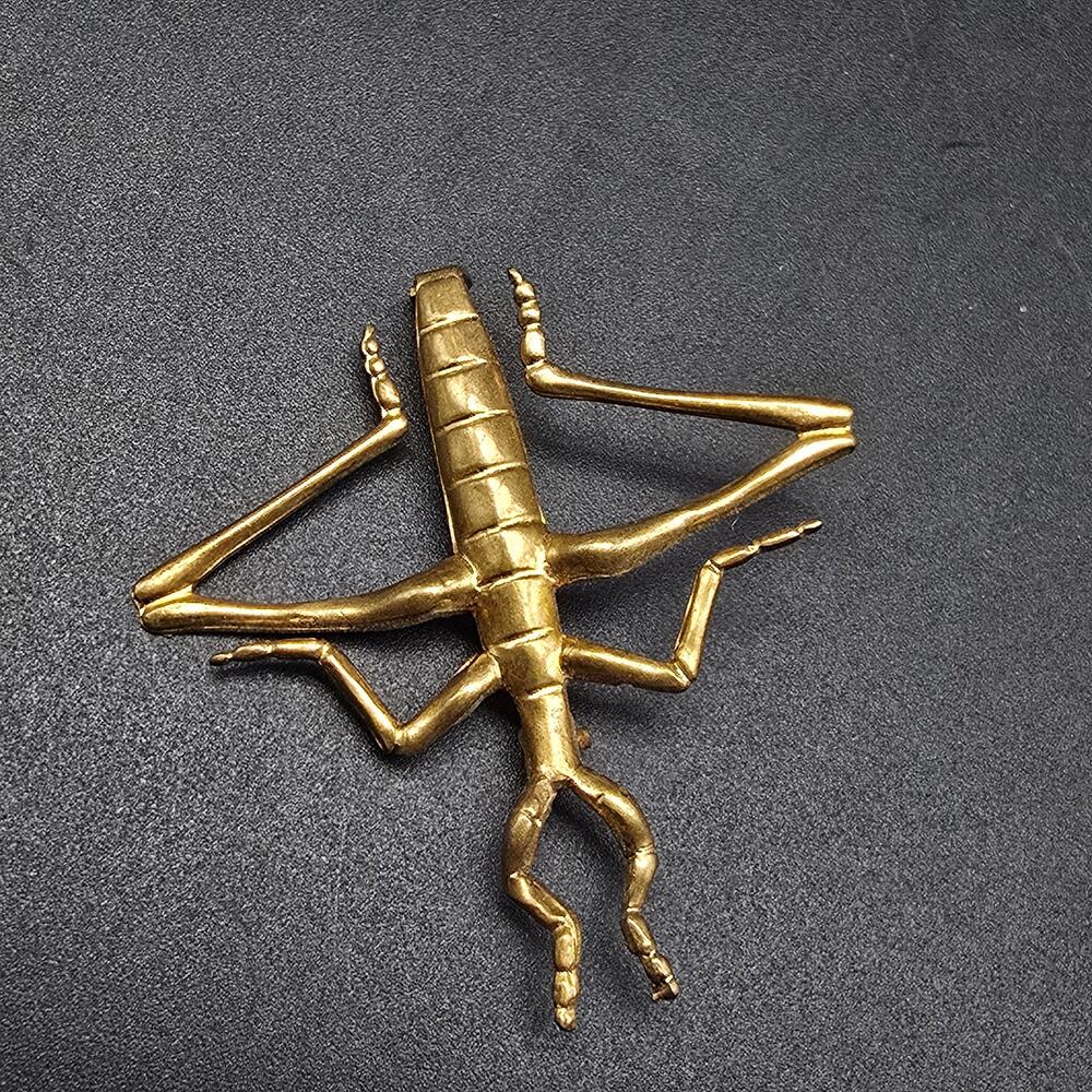 Brass Grasshopper Insect Bug Brooch Vintage Costume Jewelry